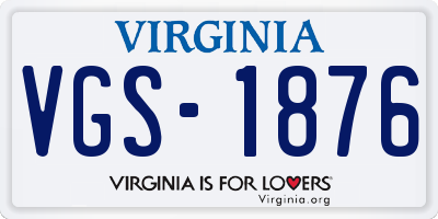 VA license plate VGS1876