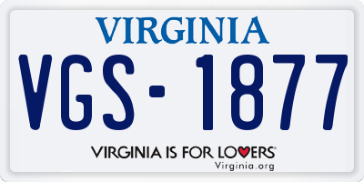 VA license plate VGS1877