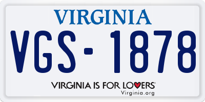 VA license plate VGS1878