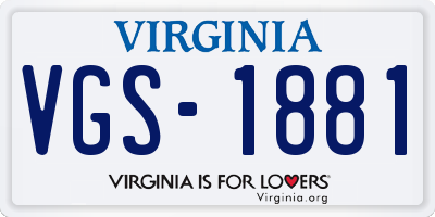 VA license plate VGS1881