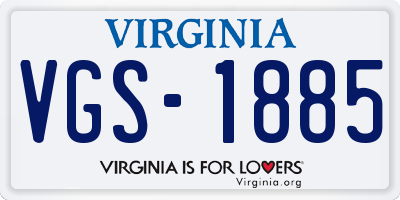 VA license plate VGS1885