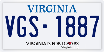 VA license plate VGS1887