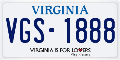 VA license plate VGS1888