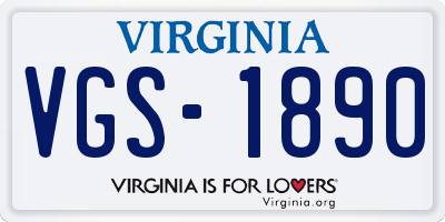 VA license plate VGS1890
