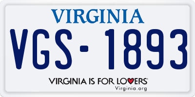 VA license plate VGS1893