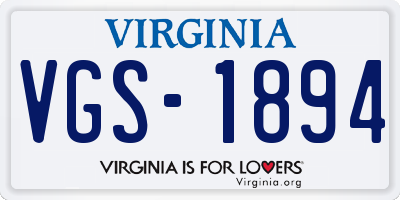 VA license plate VGS1894