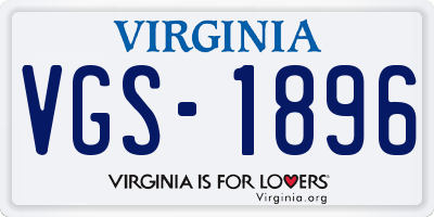 VA license plate VGS1896