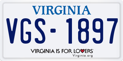 VA license plate VGS1897
