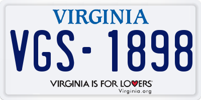 VA license plate VGS1898
