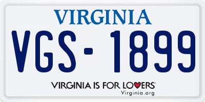 VA license plate VGS1899