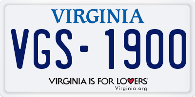VA license plate VGS1900