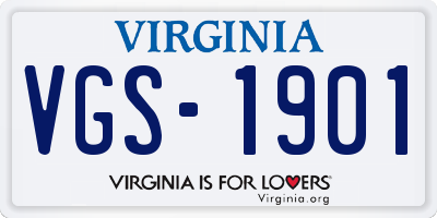 VA license plate VGS1901