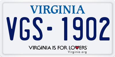 VA license plate VGS1902