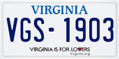 VA license plate VGS1903