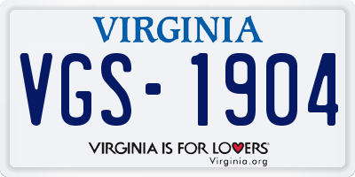 VA license plate VGS1904