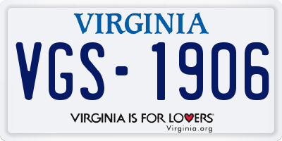 VA license plate VGS1906