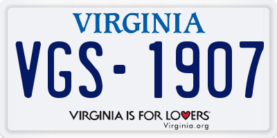 VA license plate VGS1907