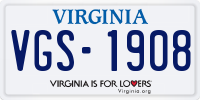 VA license plate VGS1908