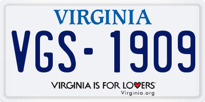 VA license plate VGS1909