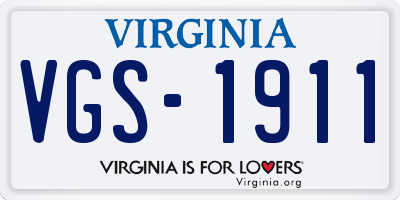 VA license plate VGS1911