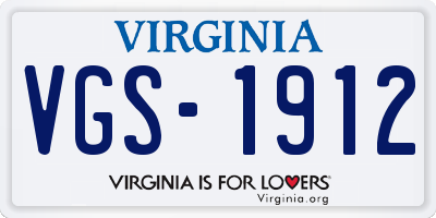 VA license plate VGS1912