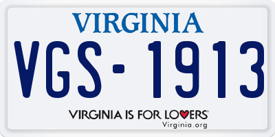 VA license plate VGS1913