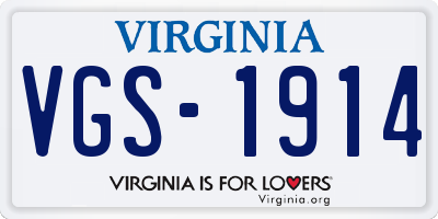 VA license plate VGS1914