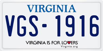 VA license plate VGS1916