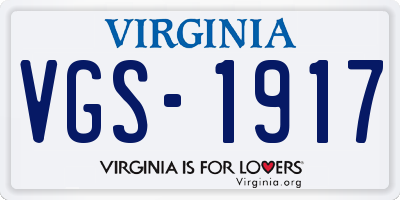 VA license plate VGS1917