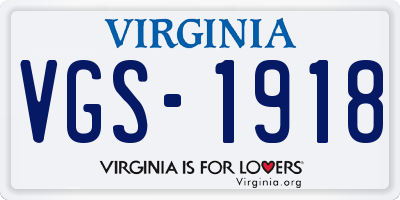 VA license plate VGS1918