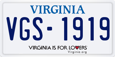 VA license plate VGS1919