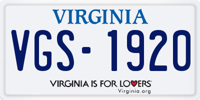 VA license plate VGS1920
