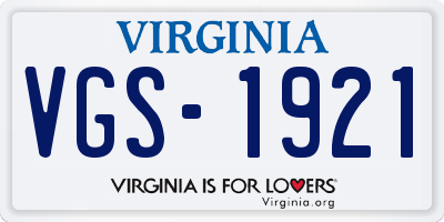 VA license plate VGS1921