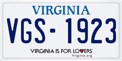 VA license plate VGS1923