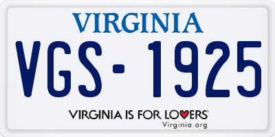 VA license plate VGS1925