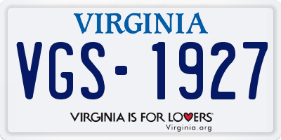 VA license plate VGS1927