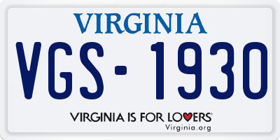 VA license plate VGS1930