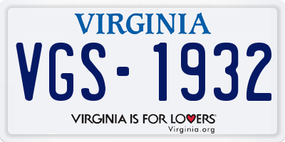 VA license plate VGS1932