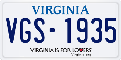 VA license plate VGS1935