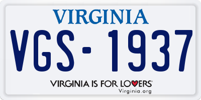 VA license plate VGS1937