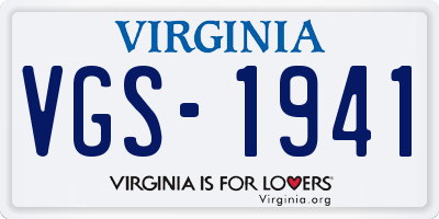 VA license plate VGS1941
