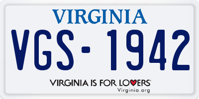 VA license plate VGS1942