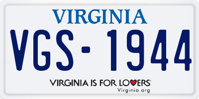 VA license plate VGS1944