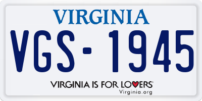 VA license plate VGS1945