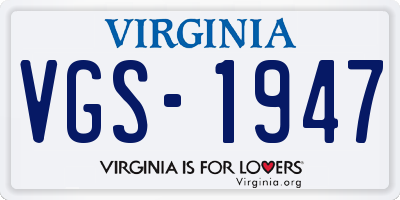 VA license plate VGS1947