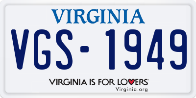 VA license plate VGS1949