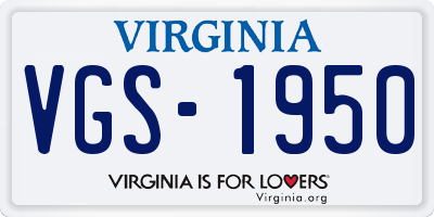 VA license plate VGS1950