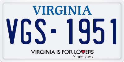 VA license plate VGS1951