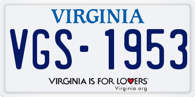 VA license plate VGS1953