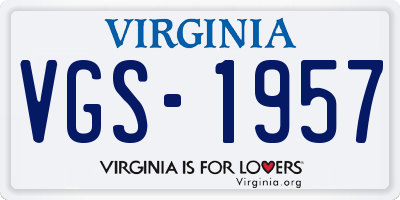 VA license plate VGS1957